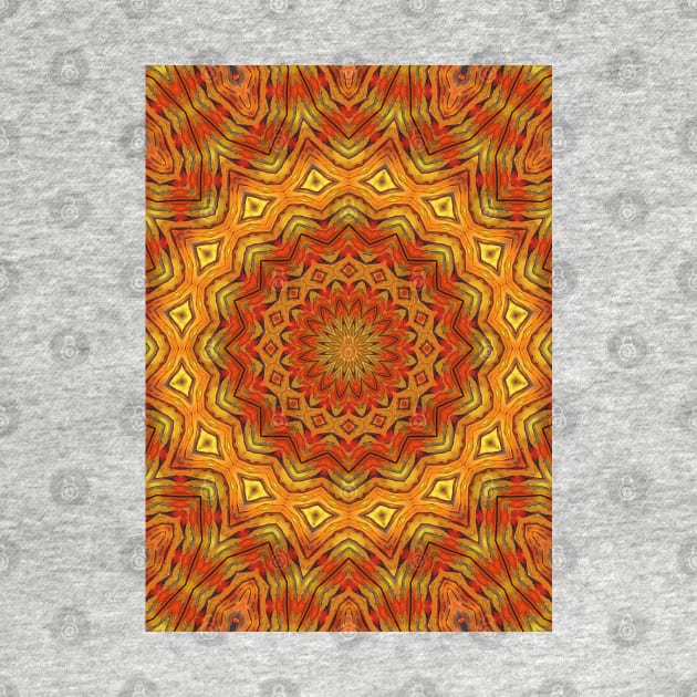 Vibrant Gold abstract symmetric mandala pattern by PlanetMonkey